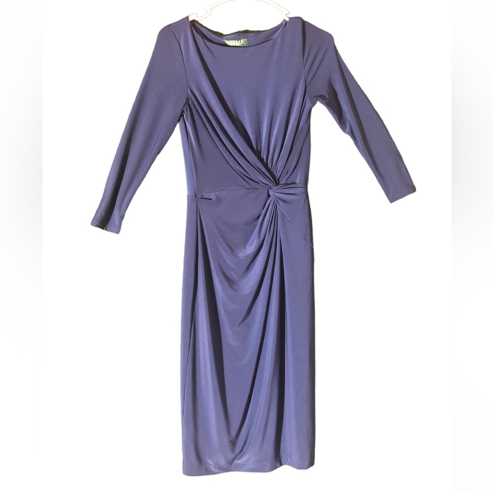 Lauren Ralph Lauren fitted midi dress with from knot detail